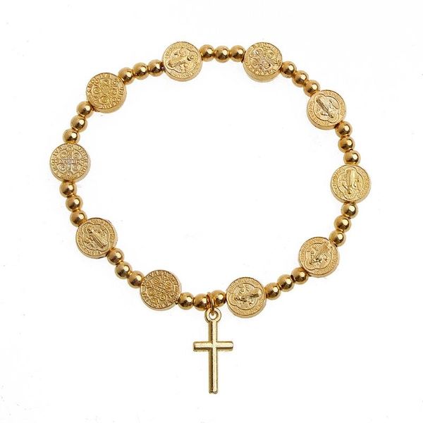 

charm bracelets cross rosary beads bracelet vintage alloy golden jesus christ crucifix for men women christmas wedding, Golden;silver