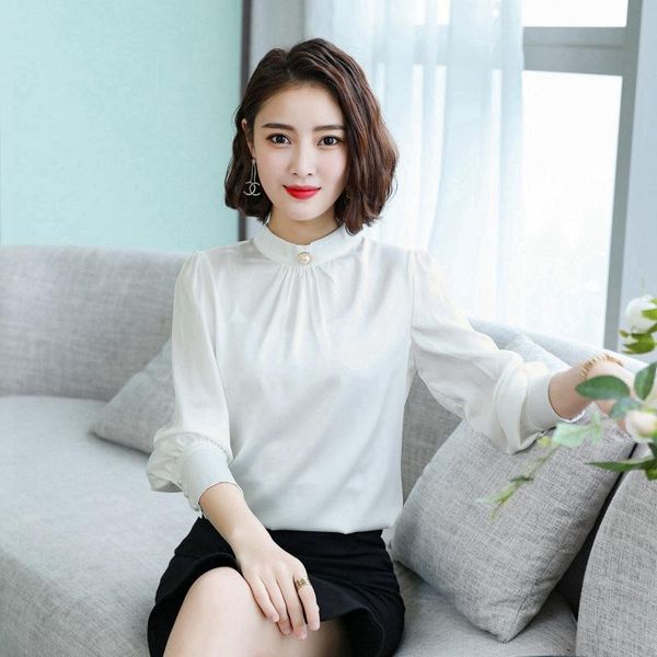 

women's blouses & shirts women blouse office chiffon spring summer shirt long sleeve womens and blusas mujer de moda 2021 1762, White