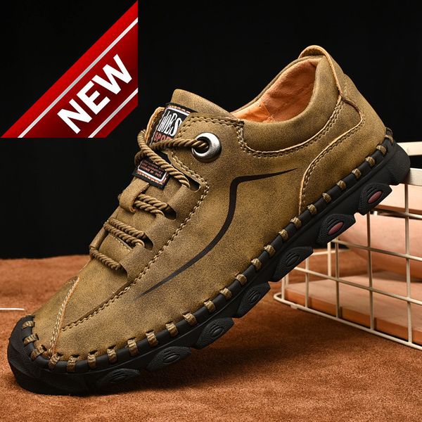 

men's autumn 2021 new casual middle-aged outdoor hiking leather travel dad's shoes, Black