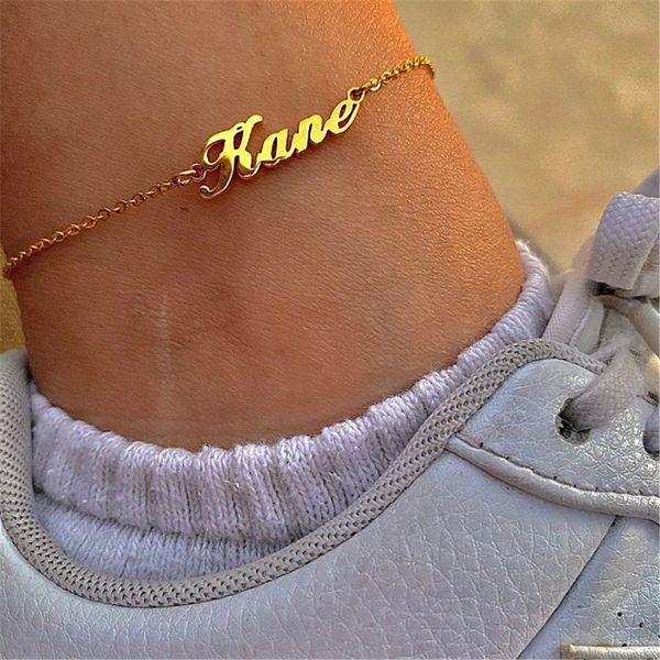 

aurolaco fashion trend alloy edition exquisite custom name anklet personality summer beach couple anklet jewelry holiday gift, Red;blue