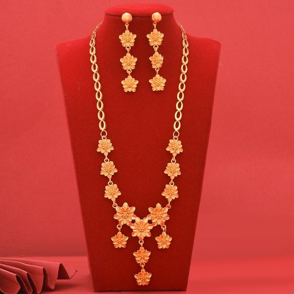 

earrings & necklace dubai jewelry sets 24k gold color african wedding gifts bridal set for women, Silver