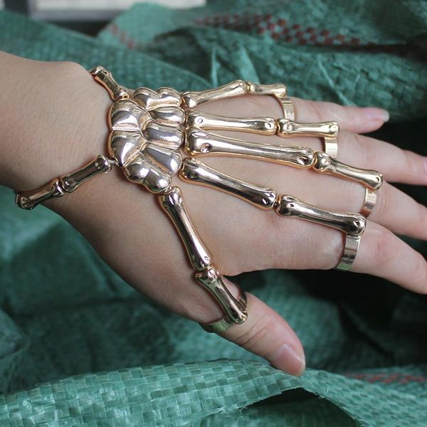

bangle special fashion style halloween hand 3 colored skull elastic bracelet men and women costume to play party, Black