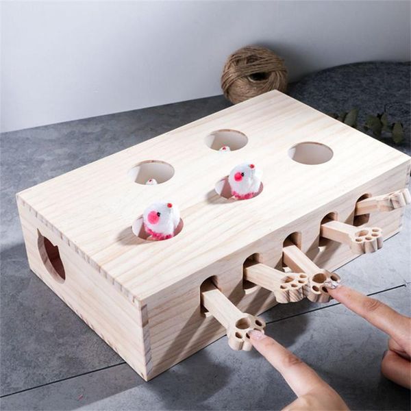 

cat toys aapet 1pc wooden pet toy whack mole mouse for interactive punch whac-a-mole kitty funny chasing gaming