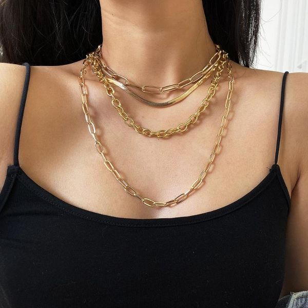 

cross-border hip-hop jewelry ins trend snake bone necklace punk multi-layer simple female chains, Silver
