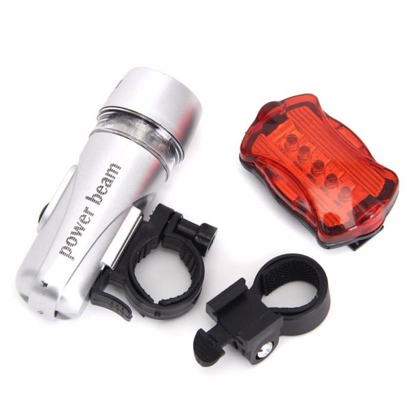 

bike lights waterproof 5 led lamp bicycle front head light + rear safety 3