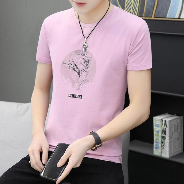 

summer men's short-sleeved t-shirt korean print bottom shirt casual t-shirts, White;black