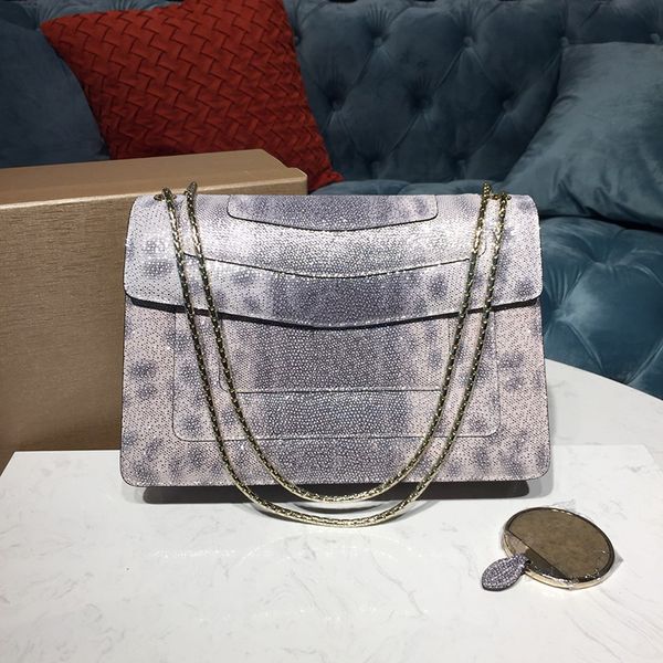 

style use precious powder crystal color metal texture water snake pattern 383260031 lamb skin inside all show the charm fashion
