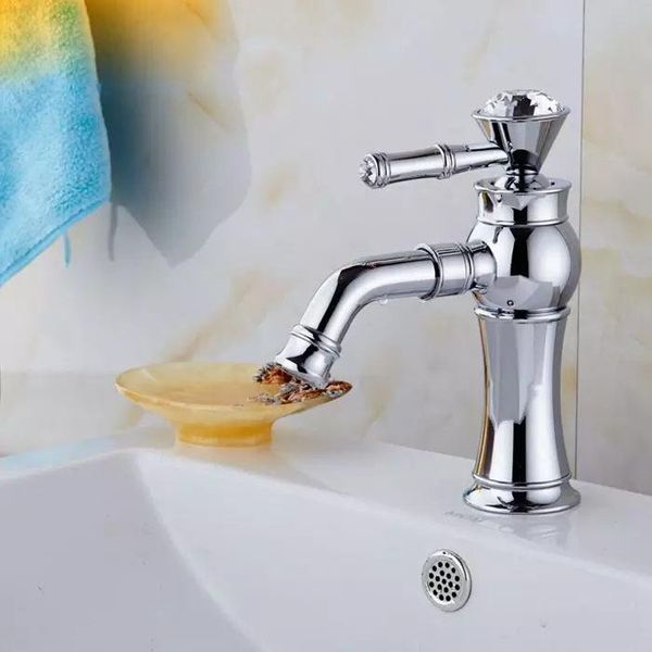 

luxury beautiful design chrome surface brass bathroom sink mixer taps single handle diamond basin faucet faucets