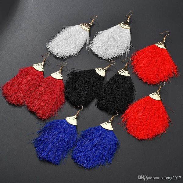 

fashion ethnic long tassel earrings vintage alloy plating simple dangle drop earring for women 2020 bohemia fashion brand jewelry gift, Silver