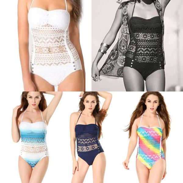 

leaf garment model 16 one piece hollow mesh bikini fashion swimsuit, White;black