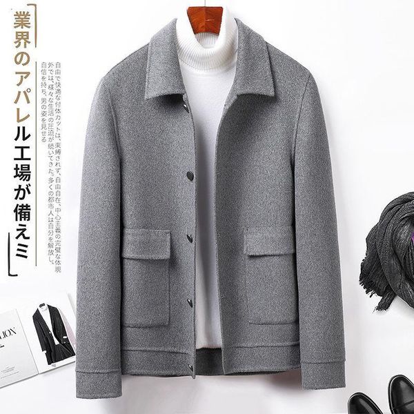 

men's wool & blends autumn 2022 winter coat fashion turn-down collar long sleeve thick warm woolen coats mens casual overcoat b411, Black