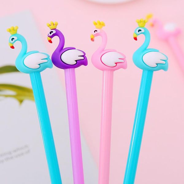 

gel pens cute flamingo crown kawaii 0.38 mm black ink neutral pen school office writing supplies stationery gift escolar