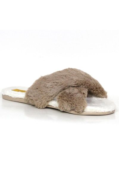 

women's mink slippers, Black