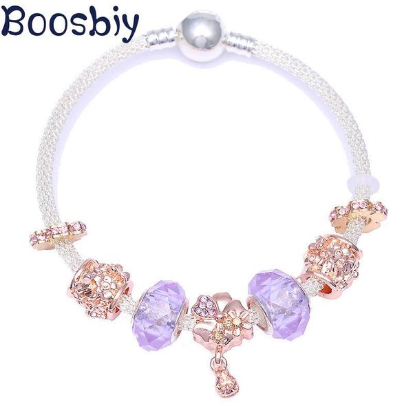 

european style charm bracelet with crystal daisy pendants diy fashion brand jewelry gift for women bracelets, Golden;silver