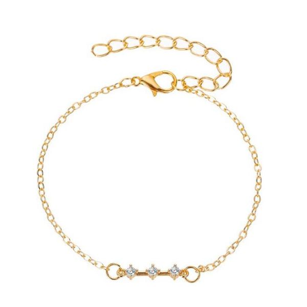 

link, chain simple crystal star pendant bracelet bangle for women girls gold silver color wrist feminina pulseira jewelry, Black