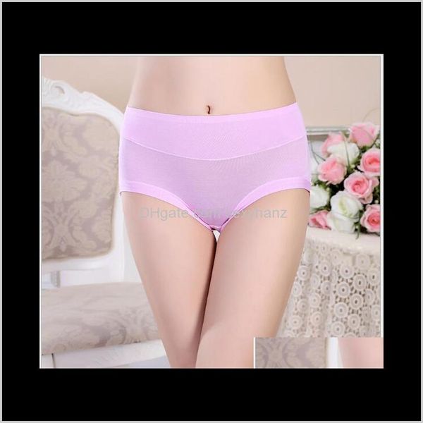 Feminino entrega entrega 2021 Sexy Senhoras Calcinhas de Algodão Bambu Fibra Suave Briefs Feminino Sólido High-Rise Panty Mulheres Underwear Plus Size