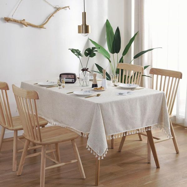 

table cloth linen modern style tablecloth tassels wedding party decor rectangular tea cover waterproof desk