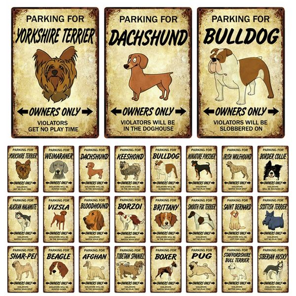 

pet bulldog husky beagle boxer pug collie metal sign tin poster home decor bar wall art painting 20*30 cm size dy79