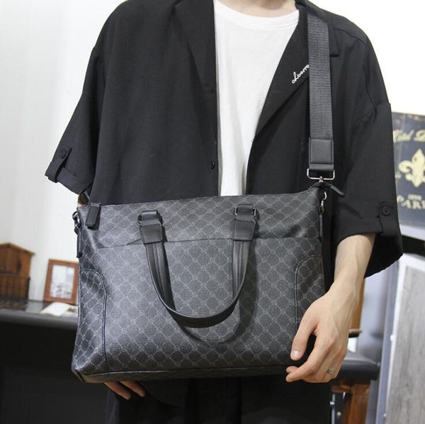 

wholesale mens leathers shoulder bags joker wear-resistant polka dot business briefcase personalized printed leather handbag simple plaid me