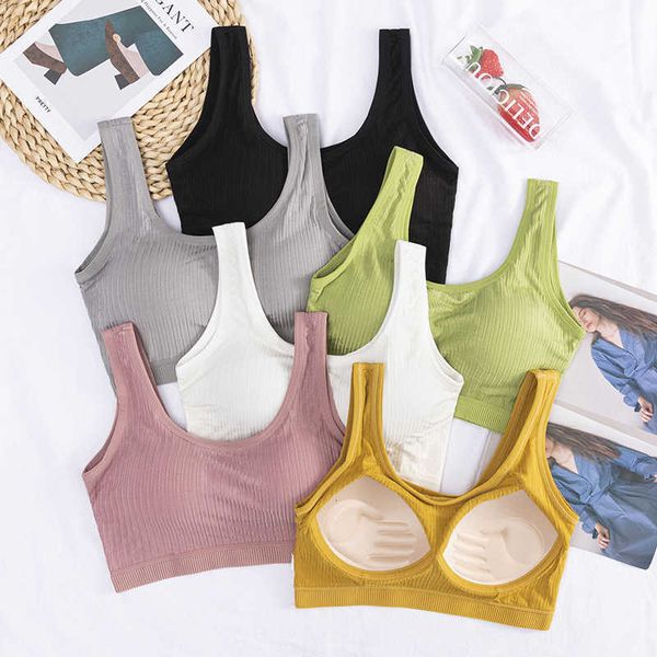 

spring and summer fixed cotton girls sports bra, Black;white