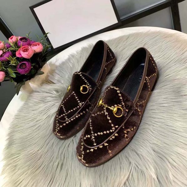 

men shoes loafers women casual boat shoe grained calfskin hand sewing uppers rubber pad outsole letter decoration brown with box, Black