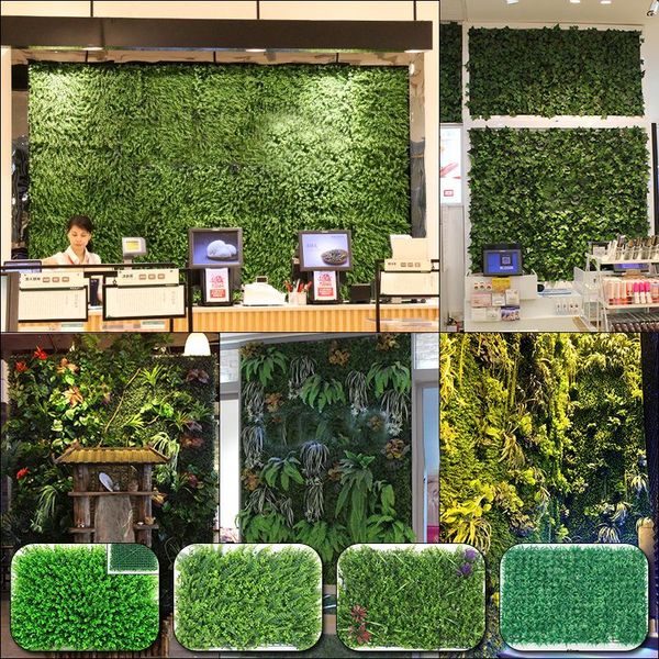 

40x60cm artificial plant lawn diy background wall grass leaf wedding home decor carpet turf green shopping mall landscape decorative flowers