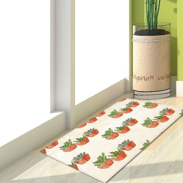 

green plant cactus pattern printed carpet bedroom porch bedside decorative soft edge anti slip absorbent children's climbing pad carpet