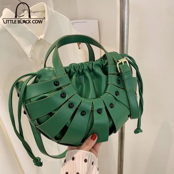 

korean style womens armpit casual shoulder bag pu leather handbag hollow out design soft handle fashion crossbody bags totes