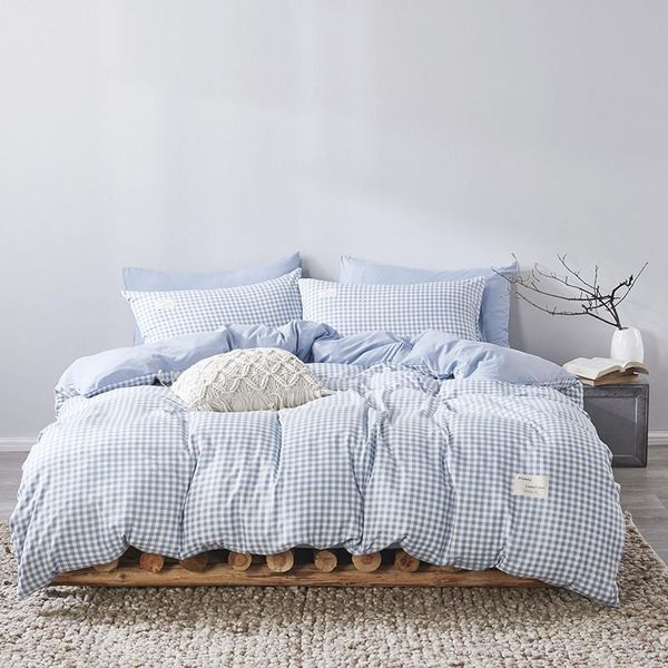 

bedding sets blue plaid duvet cover set 3 4 pieces 2 color options bedclothes include bed sheet pillowcase and comforter