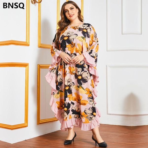 

muslim turkey floral print maxi dresses for women abaya dubai hijab dress kaftan moroccan caftan islamic plus size clothing robe, Red