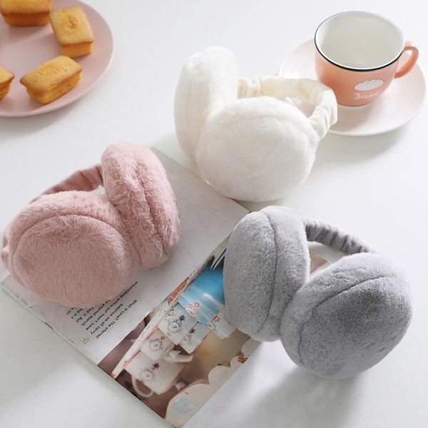 

berets women's earmuffs warm and comfortable in autumn winter neutral fur headphones solid color, Blue;gray