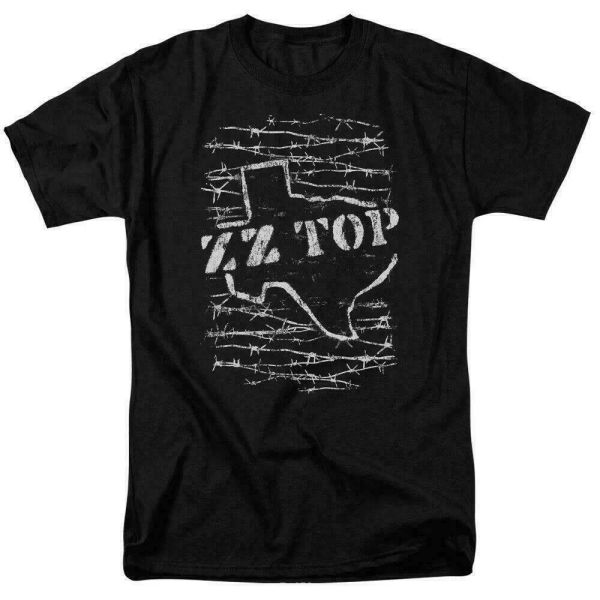 

ZZ Top Barbed T Shirt Licensed Rock n Roll Band Music Merch Tee Black, White;black