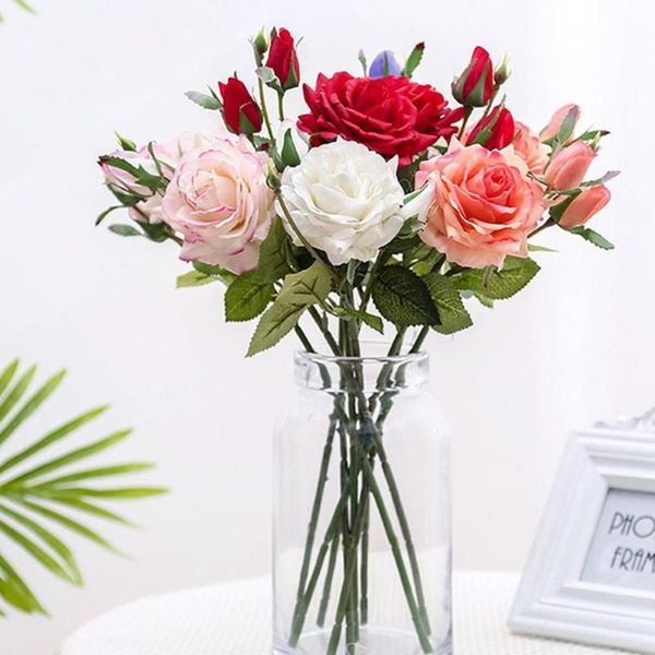 

aartificial flower silk rose head wedding party home decoration diy wreath scrapbook craft fake decorative flowers & wreaths