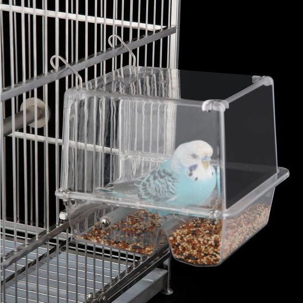 

anti-spatter container bird feeder pet cage transparent parrot feeding box birds supplies cages