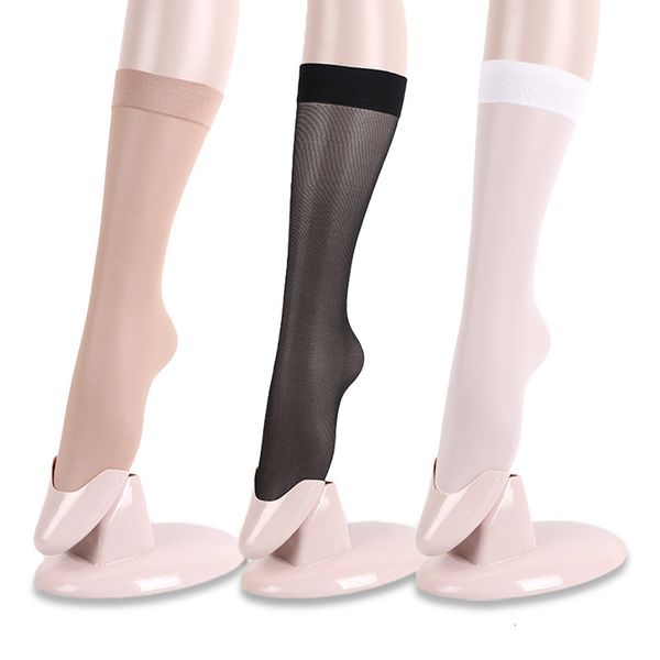 

summer thin transparent calf middle tube women' knee ls student socks invisible silk stockings, Red;black