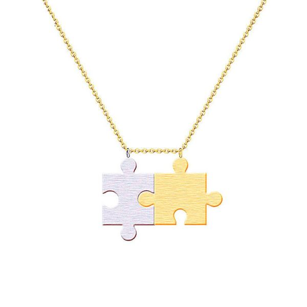 

pendant necklaces fashion friendship women jewelry 2021 gold puzzle necklace bff gifts stainless steel collier femme, Silver