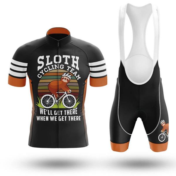 

racing sets 2021 sloth cycling team summer jersey set road bicycle jerseys mtb wear breathable clothing, Black;blue