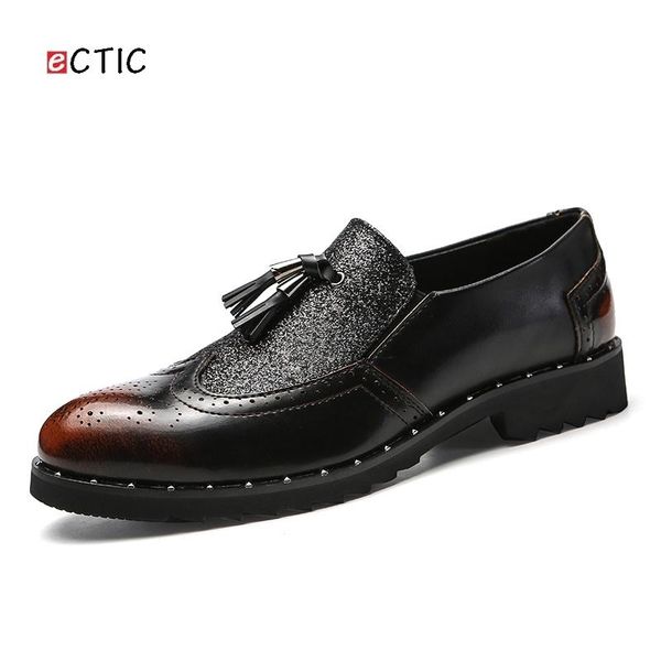 

dress shoes ectic elegant rhinestones glitter decor men slip ons slipper luxury wedding penny loafer flats zapatos, Black