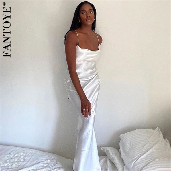 

casual dresses autumn satin slip dress women backless spaghetti strap gold silk luxury elegant long maxi party vestidos cokv, Black;gray