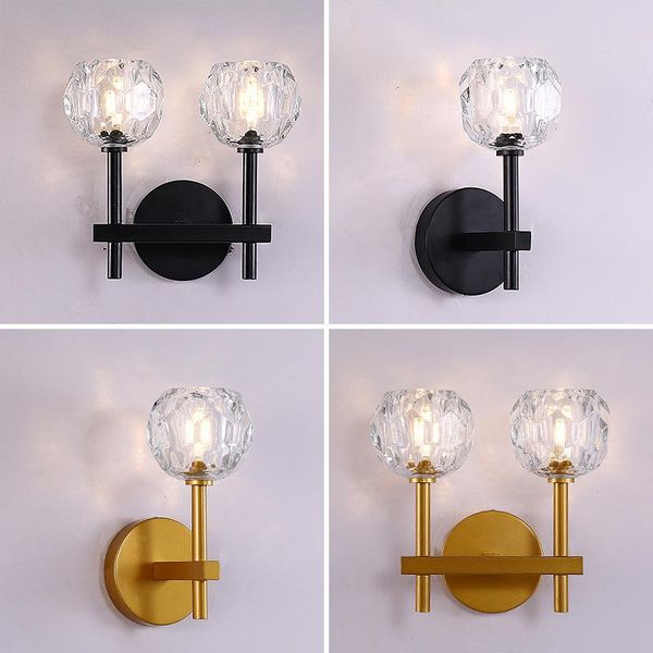 

bedroom wall lamp nordic modern led simple indoor lighting study crystal lampshade attic bedside corridor lam