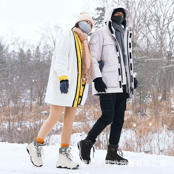 

men's and women's sho winter snow boots leather psh thickened cotton boots non slip waterproof warm men's