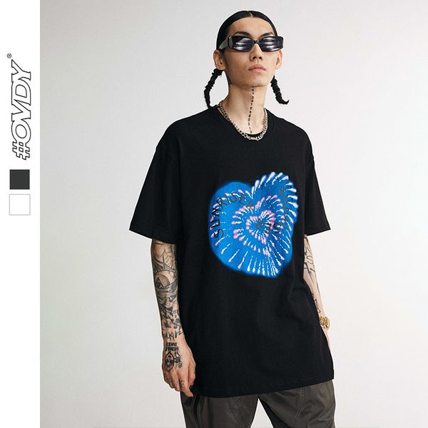 

wxwovdy 2021 spring and summer new hip hop personalized coupl fireworks love printing fashion brand short sve t-shirt men's wear, White;black
