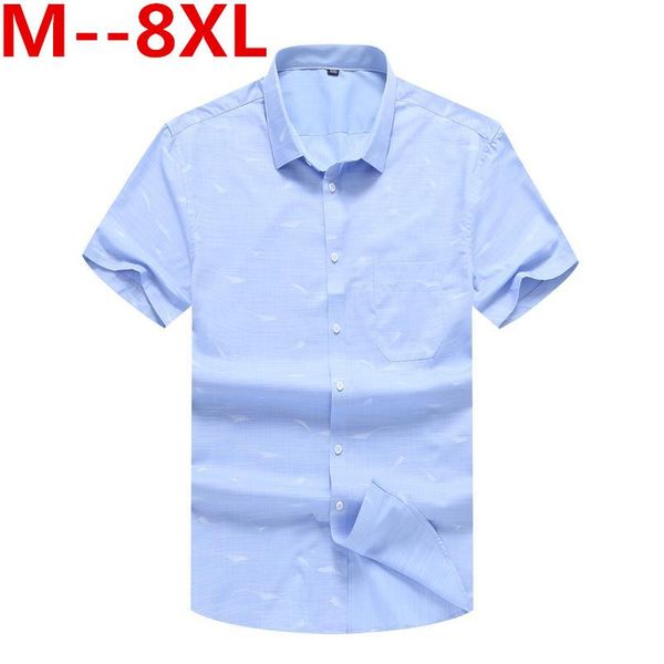 

6xl 5xl men shirts brand turn-down collar loose fit chemise homme casual summer business shirt mens short sleeve men's, White;black