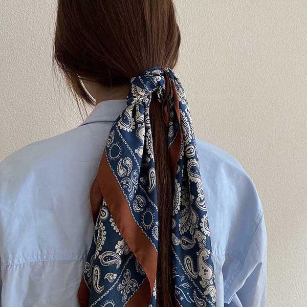 

fashion bohemian style hair scarf lady simple retro printed long ribbon girl's national satin bandanas accessories