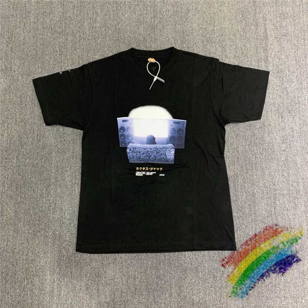 

men's t-shirts t shirts travis scott cactus jack watch tv po printing t-shirt men women 1:1 jackboys u8a4, White;black