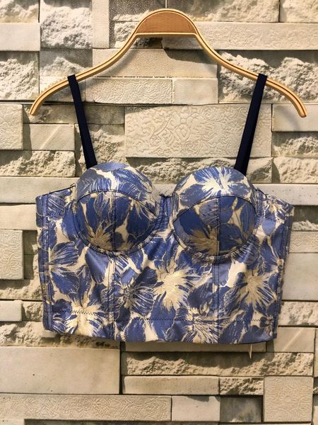 

women's tanks & camis women autumn fashion print lady sleeveless party club night dance bustier crop padded, White