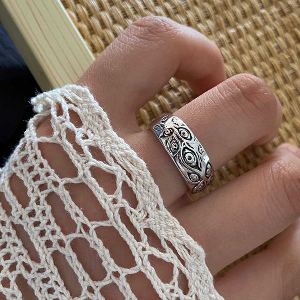 

devil's god's eye ring hip hop ring jewelry, Blue;gray