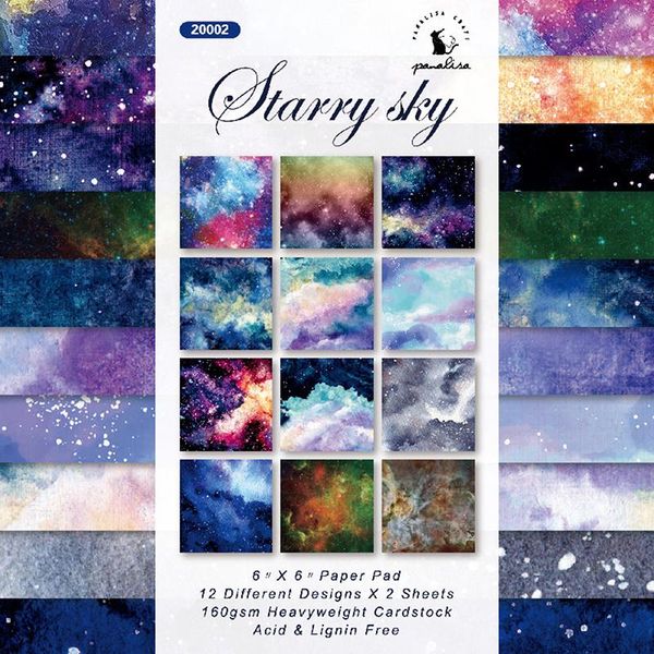 

gift wrap 24 sheet 6"x6" star skylight patterned paper pad scrapbooking pack