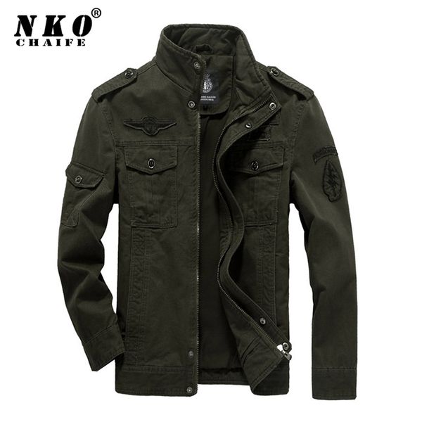 

chaifenko cotton military jacket men bomber soldier ma-1 style army s coat casual pilot tactics m-6xl 211217, Black;brown