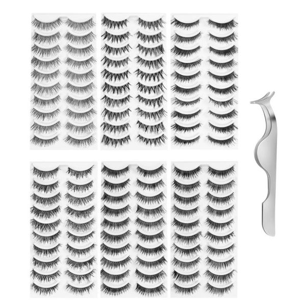 

false eyelashes lurrose 60 pairs natural fake reusable pack with